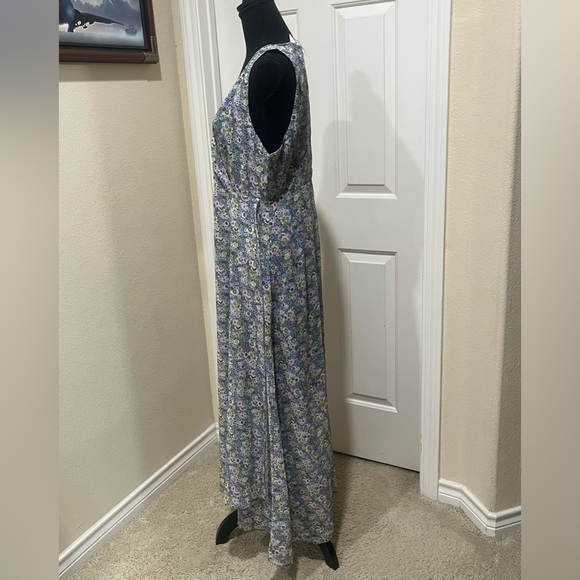 JACLYN SMITH FLORAL PRINT CHIFFON WRAP FRONT MAXI DRESS SIZE L. - Picture 5 of 8